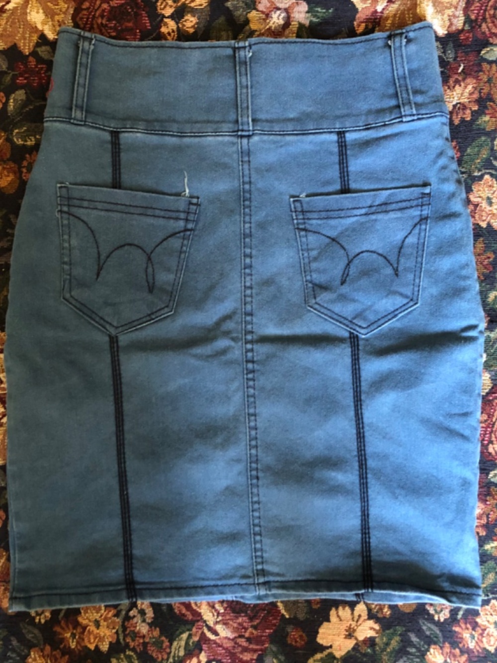 Vintage Y2K Embroidered Corset High Waist Denim Skirt 28 - Picture 6 of 8